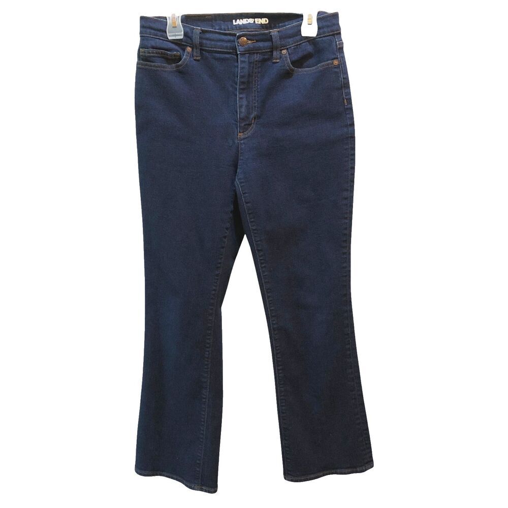 Lands End Womens Size 12 Dark Wash Mid Rise Stretch Denim Bootcut Jeans